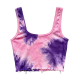 Women's Pink & Purple Tie-Dye Ribbed Tank Top with Distressed Hem