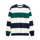 Unisex Navy/White/Green Striped Crew Neck Sweatshirt