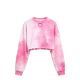 Women's Pink Tie-Dye Cropped Sweatshirt with Ring Detail