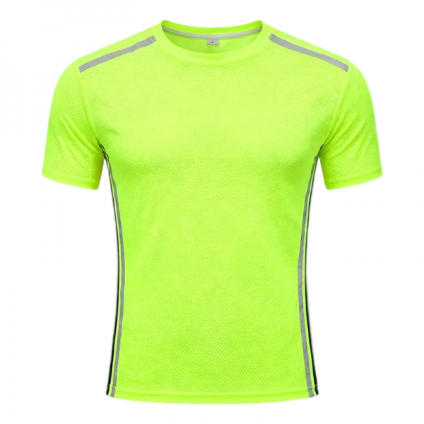 Women's Neon Green Mesh Athletic Short Sleeve T-Shirt with Reflective Strips