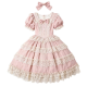 Women's Pink Lolita Dress with Lace Ruffles & Bow Hair Accessory